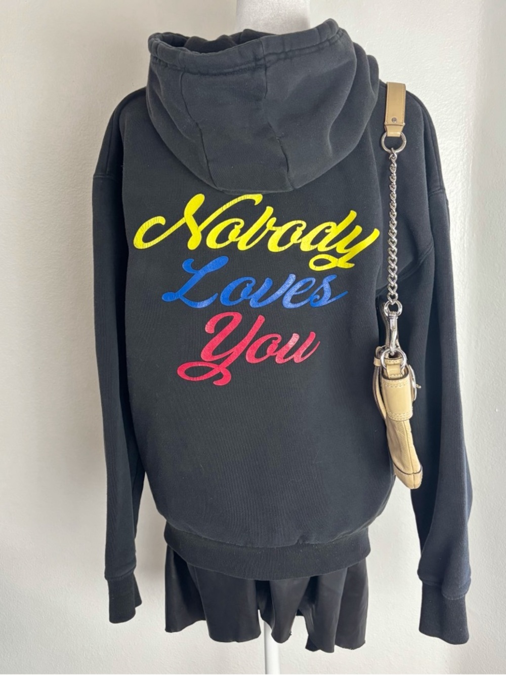 Nobody Loves You Graphic Hoodie Black Size M